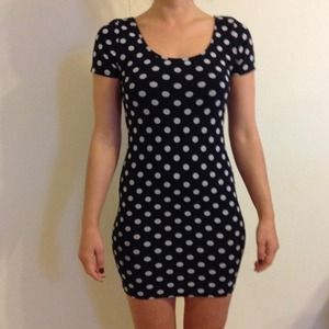 Black and white polka dot Bodycon dress