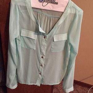 Light blue sheer button down