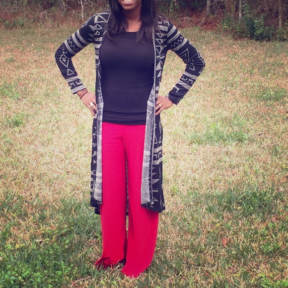 Solid red palazzo pants