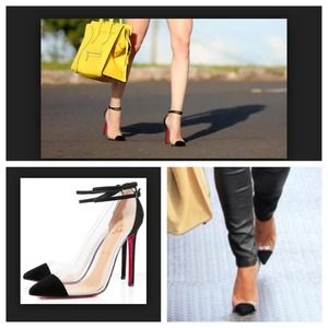 Clear Pumps with Suede tip and heel