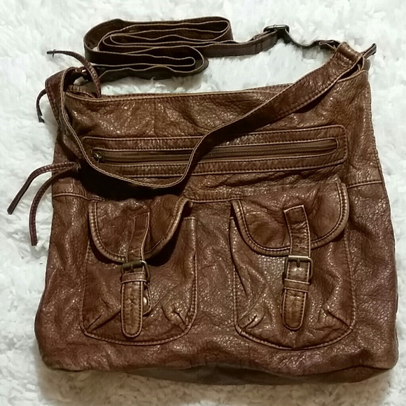 Charlotte Russe Handbags - Brown Leather Messenger Bag