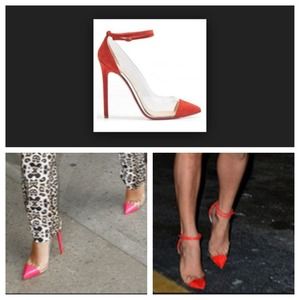 Clear pumps with Red Suede Tip and Heel