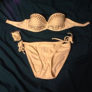 Studded Cream colored Strapless bikini