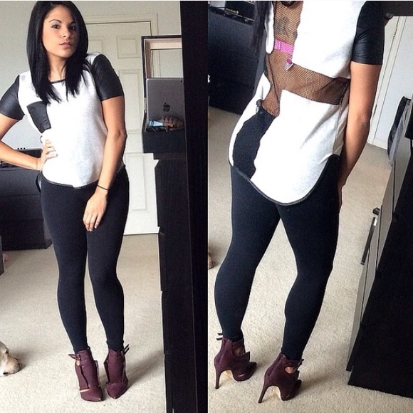 Tops - Faux leather mesh back top