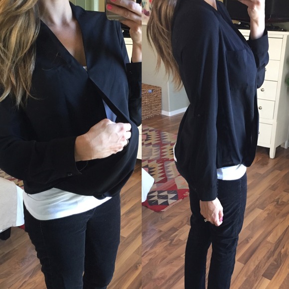 SOLD Black Slightly Sheer Wrap Top - Picture 2 of 4