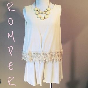 Ivory Romper with Lace Trim