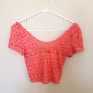 UO Orange Tribal Cutout Crop Top