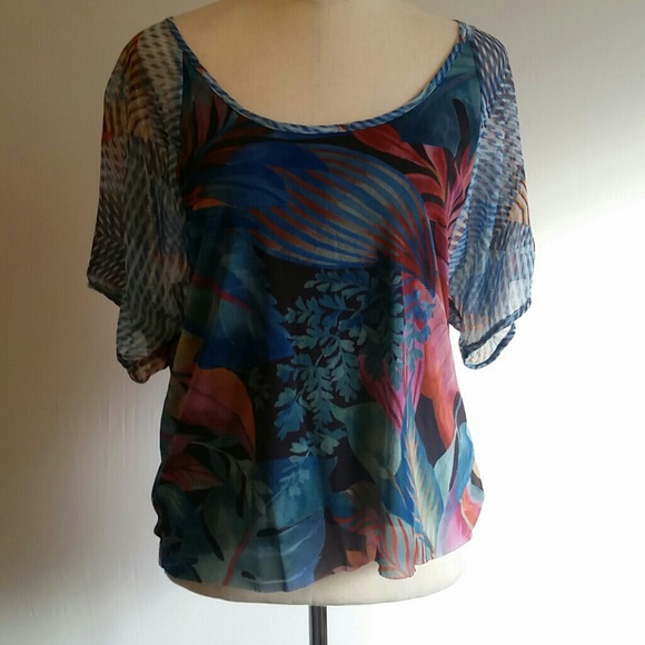 Anthropologie tropical print top