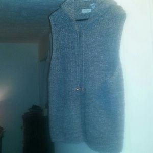 Grey Speckled Hooded Zipper Vest