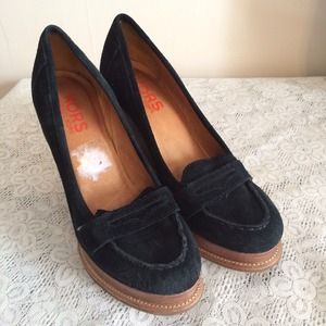 Michael Kors black leather wedge heels