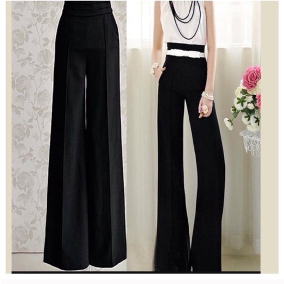 Pants - Back in stock black fold waist pants