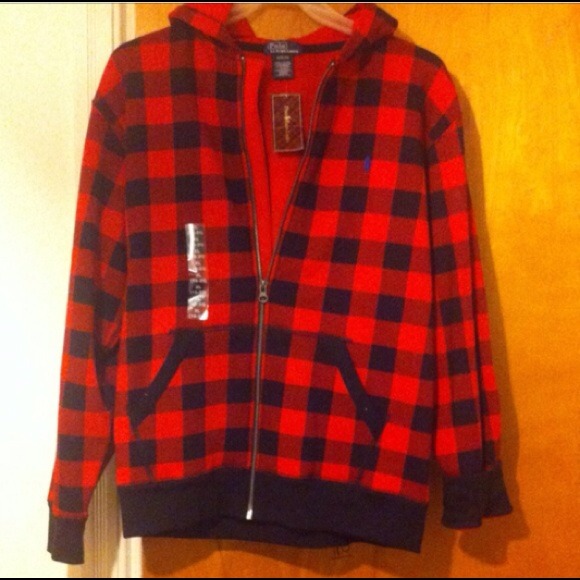 🎁BOYS POLO RL BLACK & RED HOODIE 🎉 TODAY ONLY