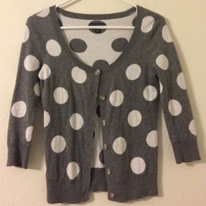Gray and White polka dot cardigan