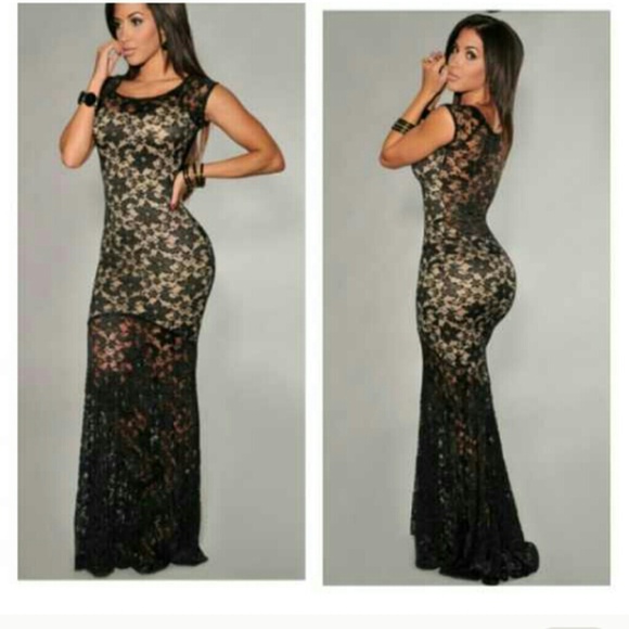 Black Elegant lace Long Dress
