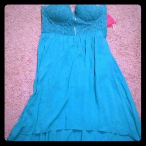 High low blue dress