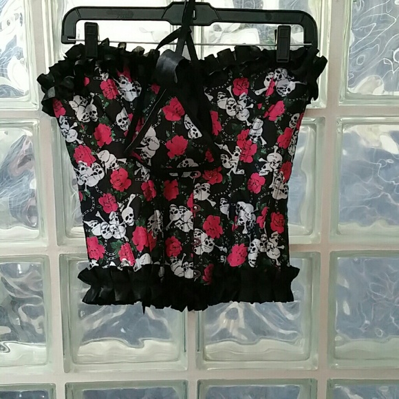 Rose && Skull Corset Top / Thong