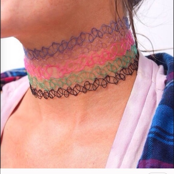 Jewelry - Tatoo chocked black, red, green, blue or purple