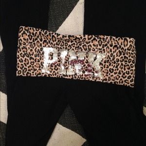 PINK sequin cheetah yoga pants