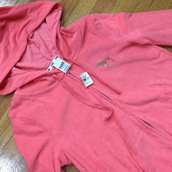 Victoria's Secret PINK terry hoodie Medium NWT - Picture 3 of 4