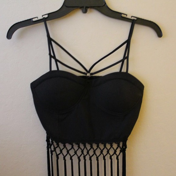 Fringe cropped bustier
