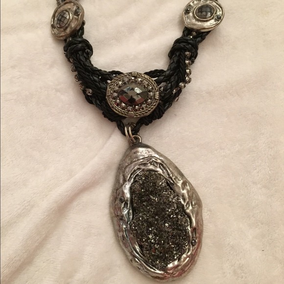 Large grey stone necklace