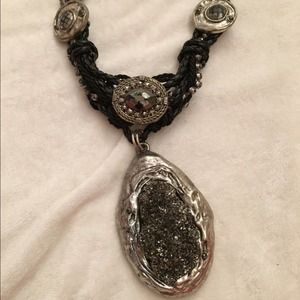 Large grey stone necklace