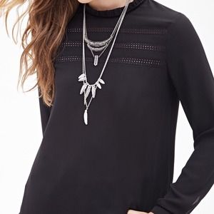 Black Paneled Peasant Lace top