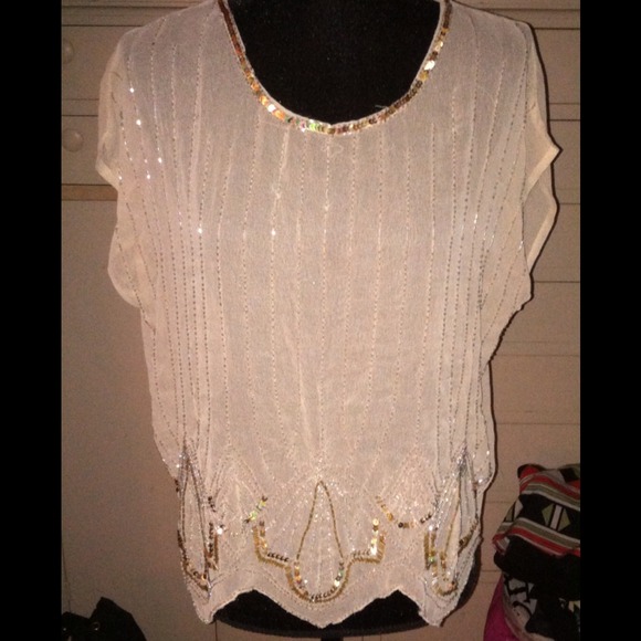 NWT Sheer sequined blouse
