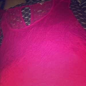 Magenta lace back shirt