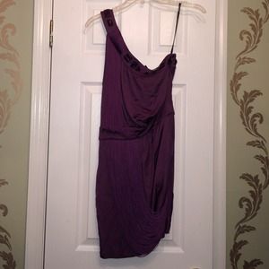 Bebe purple fringe drape short dress