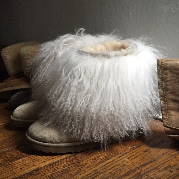 UGG Fur Sheepskin Cuff Boots, sand