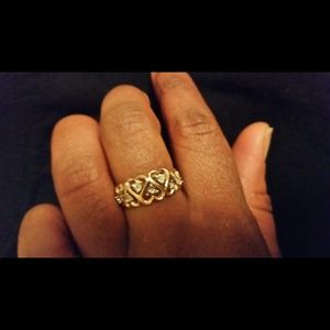 10th yellow gold Heart Ring
