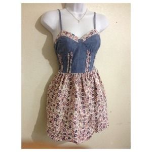 Lovely jean and floral festival chic mini dress