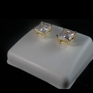 Men's Women's Gold Finish Iced Out Yellow Stud