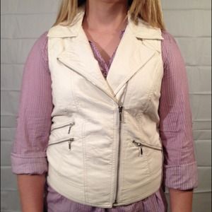Faux leather zipper vest