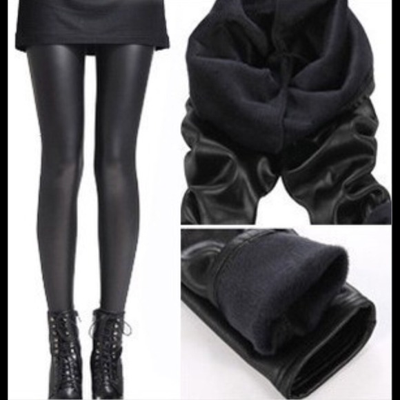 Leather Leggings with plush velvet inside
