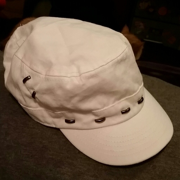 White studded women's army hat