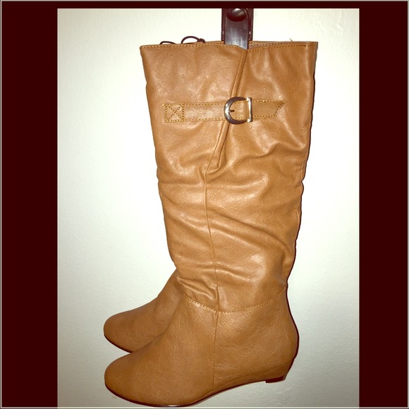 Wet Seal Brown Mini Wedge Heel Boots