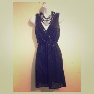 Sexy shimmer black mini dress