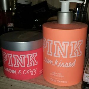 Pink "sun kissed" and pink "warm and cozy"