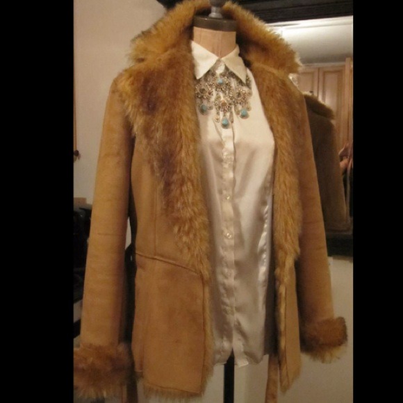 Vintage Halston UltraSuede Faux Fur Jacket / Coat - Picture 1 of 4