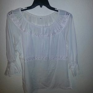 White boho peasant top