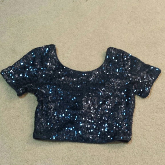 Forever 21 navy blue sequin top