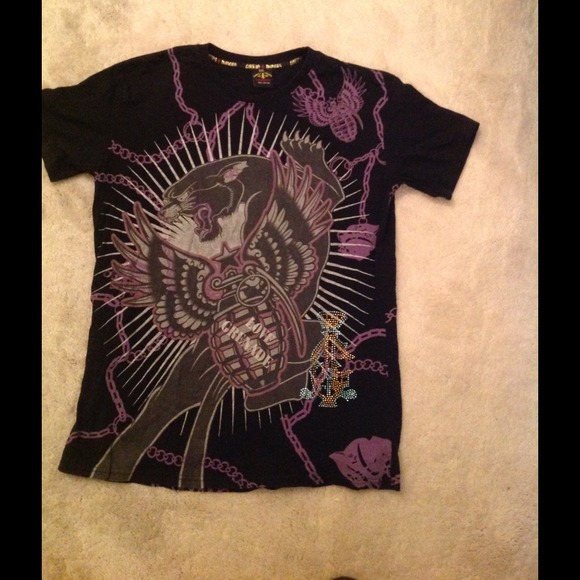 Christian Audigier Printed Graphic Tee-Shirt Black
