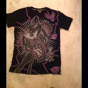 Christian Audigier Printed Graphic Tee-Shirt Black