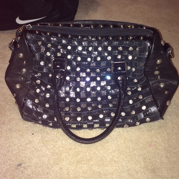 Black bedazzled handbag