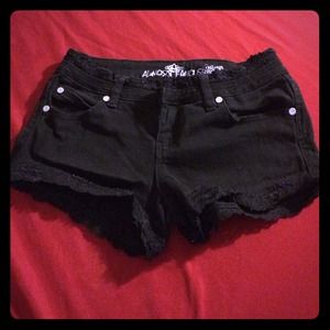 Black shorts with lace trim