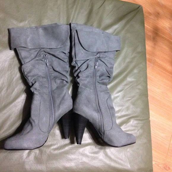 Gray suede boots