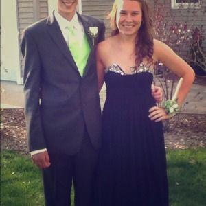 Navy blue prom dress, embellished top!!