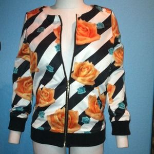 Floral Print Bomber Jacket